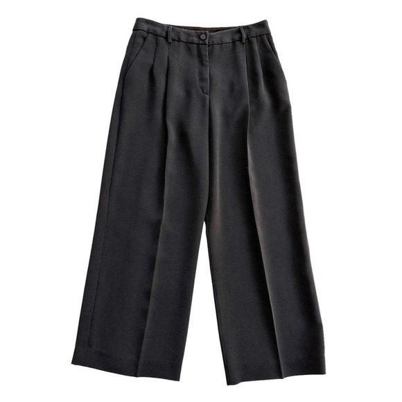 Giorgio Armani High Waist Pleated Wide Leg Textured Rayon Trousers 42 US 6 - Picture 1 of 11